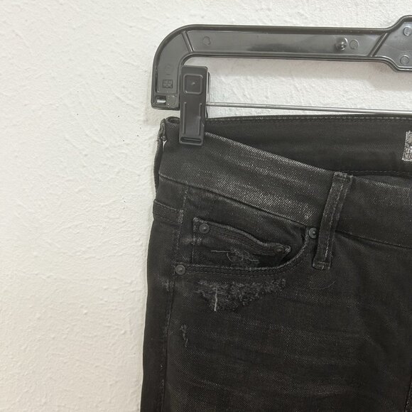 MOTHER Jeans Size 25 The Looker Destroyed Ride Black Distressed  Skinny Low Rise - Picture 5 of 11